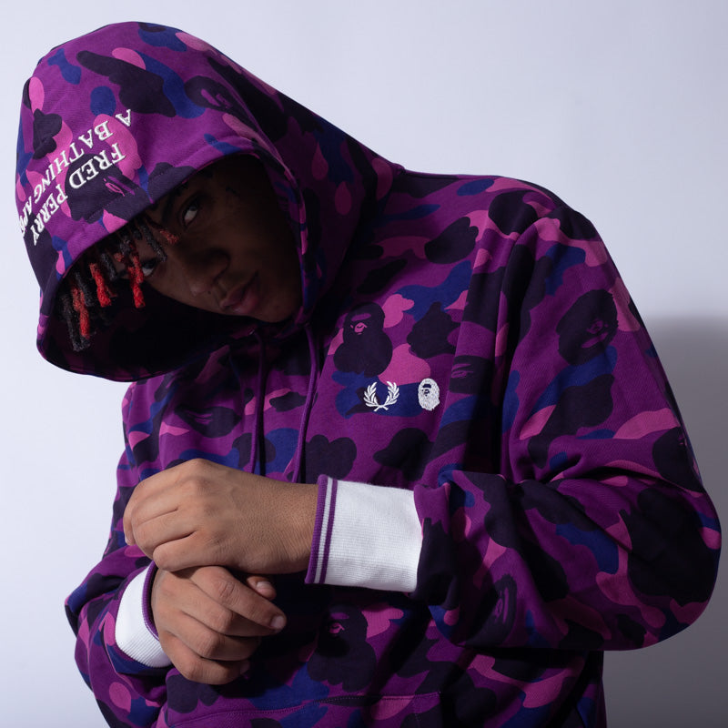 Moletom BAPE x Fred Perry Camuflado Roxo