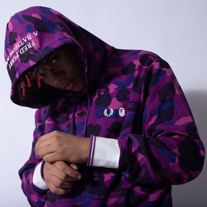 Moletom BAPE x Fred Perry Camuflado Roxo