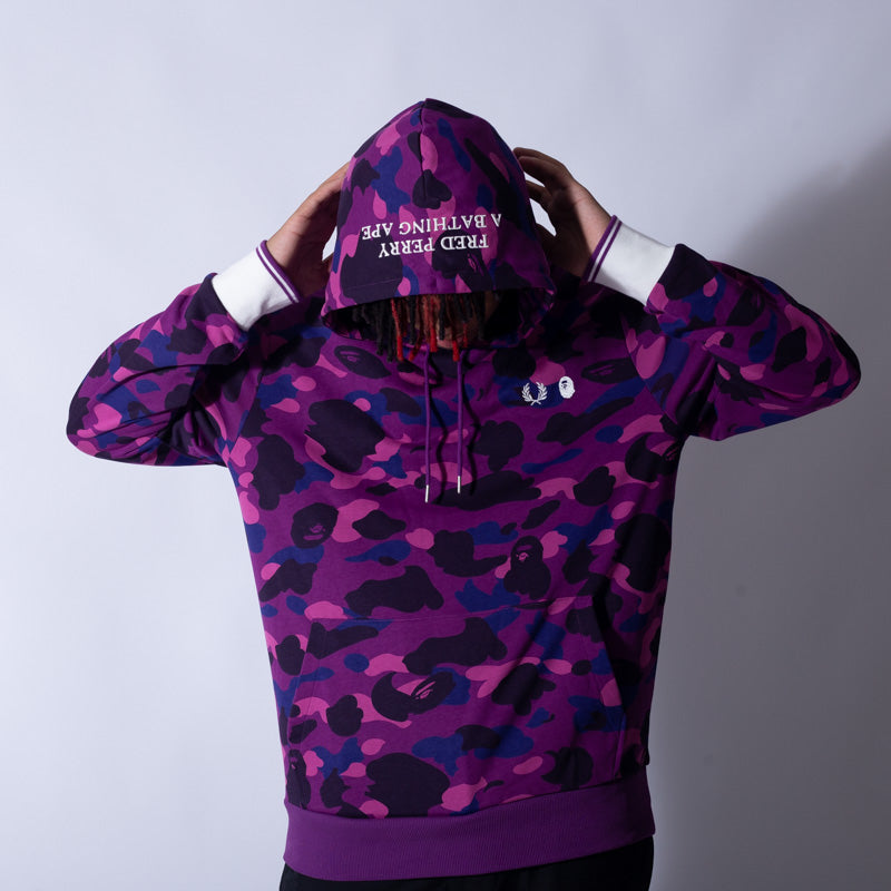 Moletom BAPE x Fred Perry Camuflado Roxo