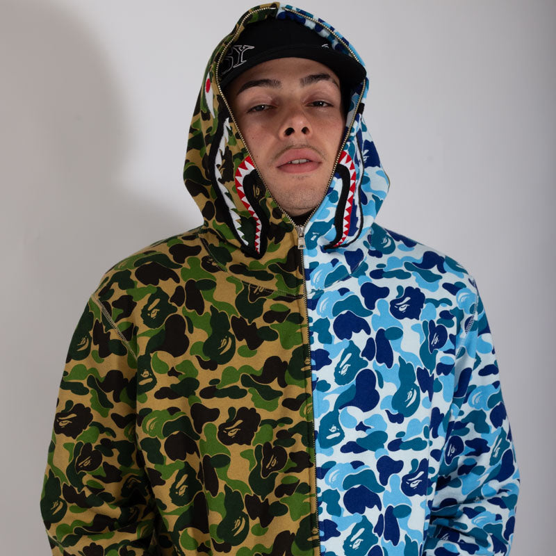 Jaqueta BAPE ABC Camo Crazy Shark Azul e Verde