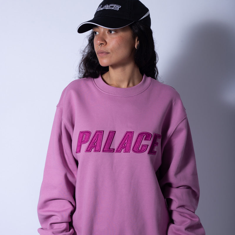 Moletom Palace Crewneck Iridescent Applique Pink