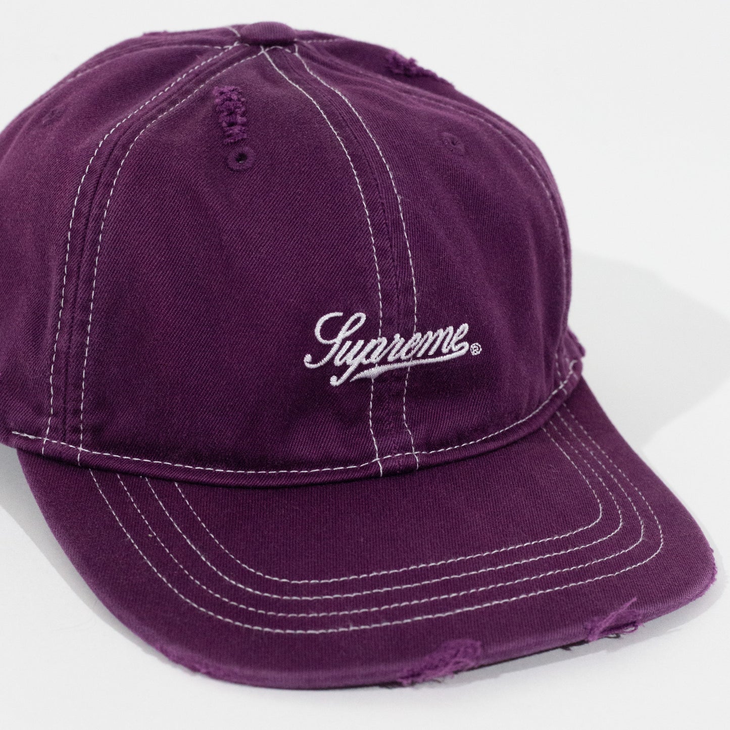 Bone Supreme Distressed Script 6 Panel Roxo
