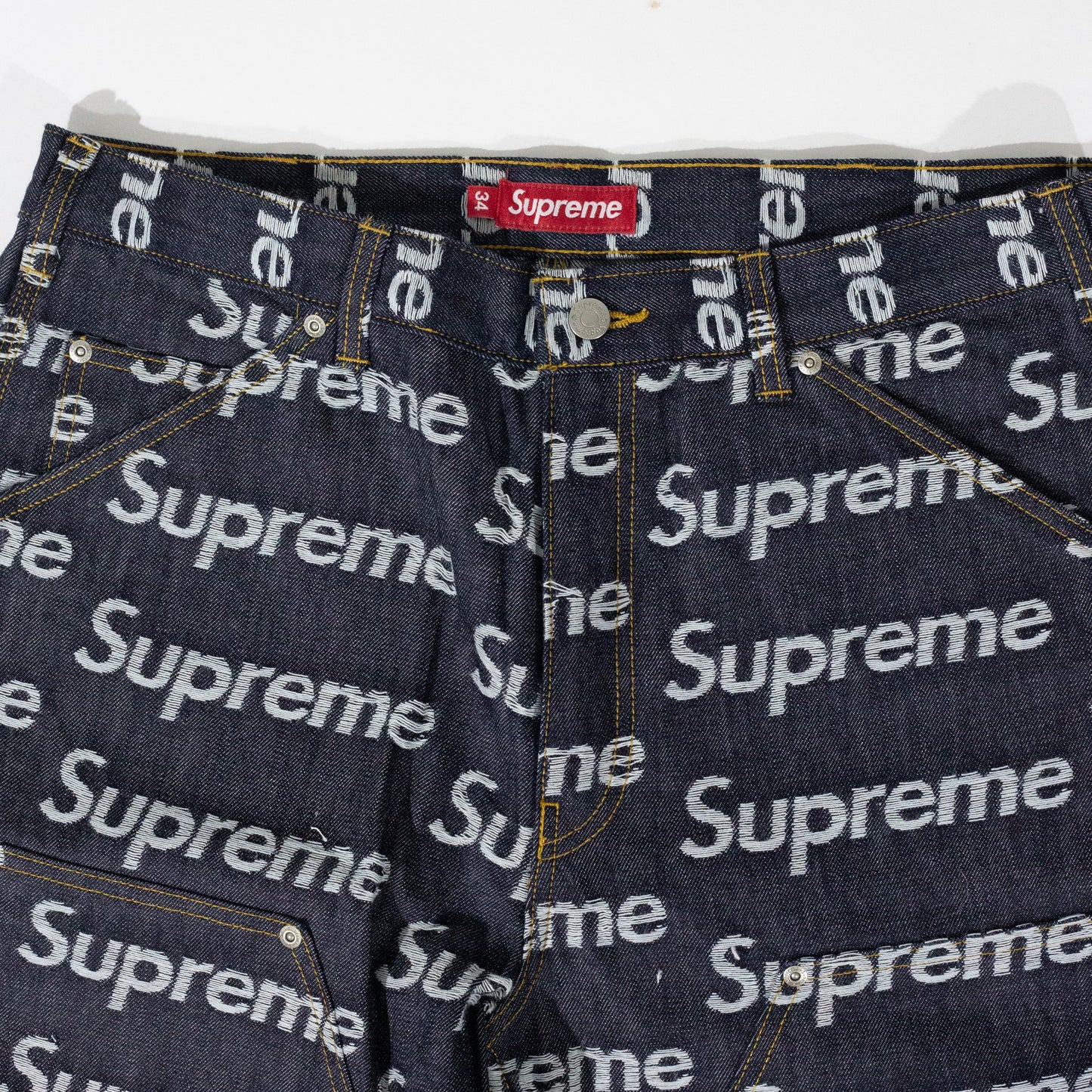 Calça Supreme Jacquard Logos Double Azul