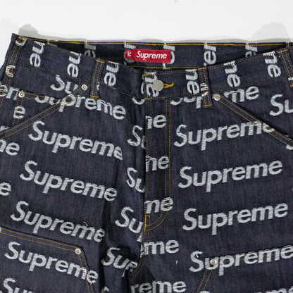 Calça Supreme Jacquard Logos Double Azul