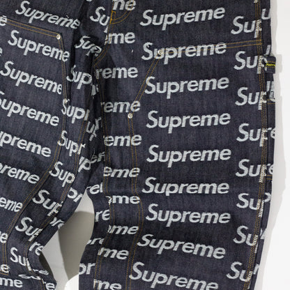 Calça Supreme Jacquard Logos Double Azul