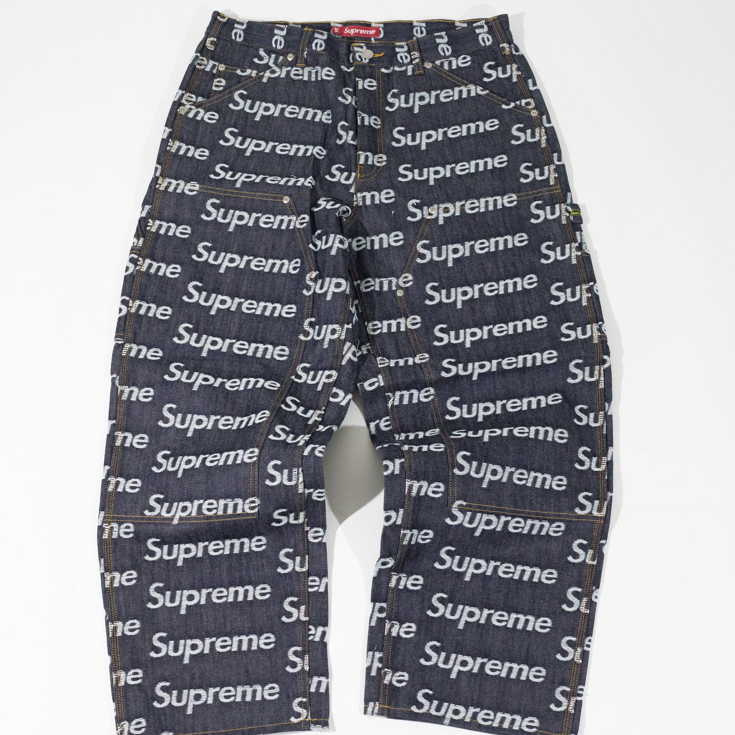 Calça Supreme Jacquard Logos Double Azul