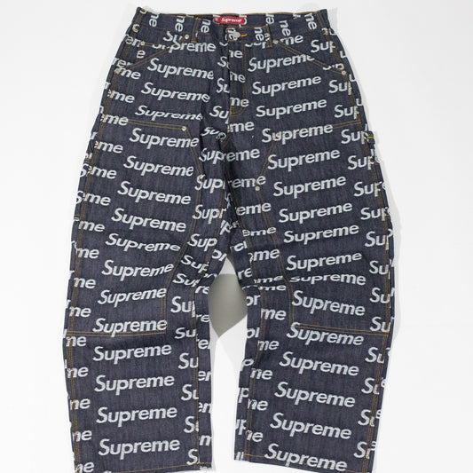 Calça Supreme Jacquard Logos Double Azul