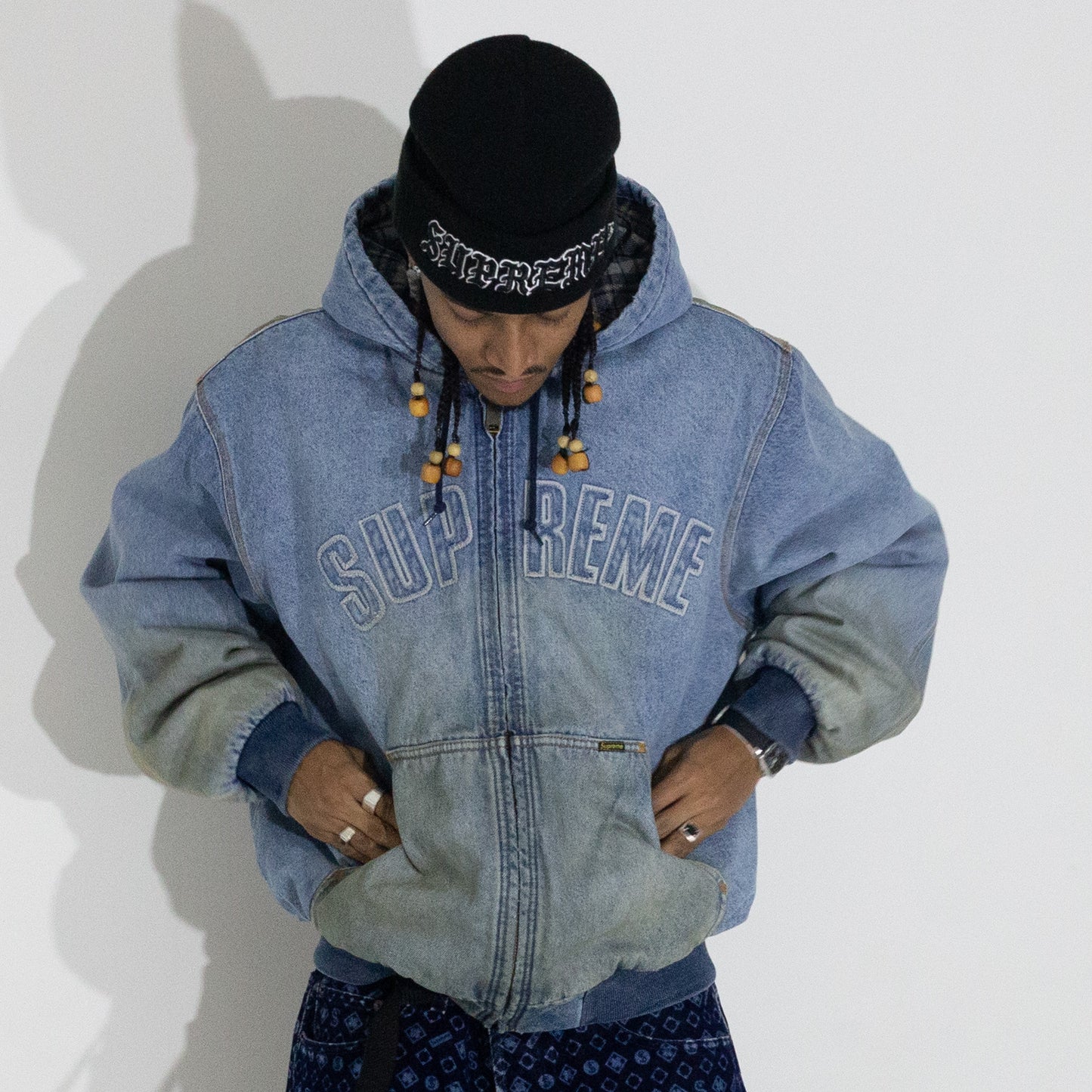 Jaqueta Supreme Reflective Arc Hooded Azul