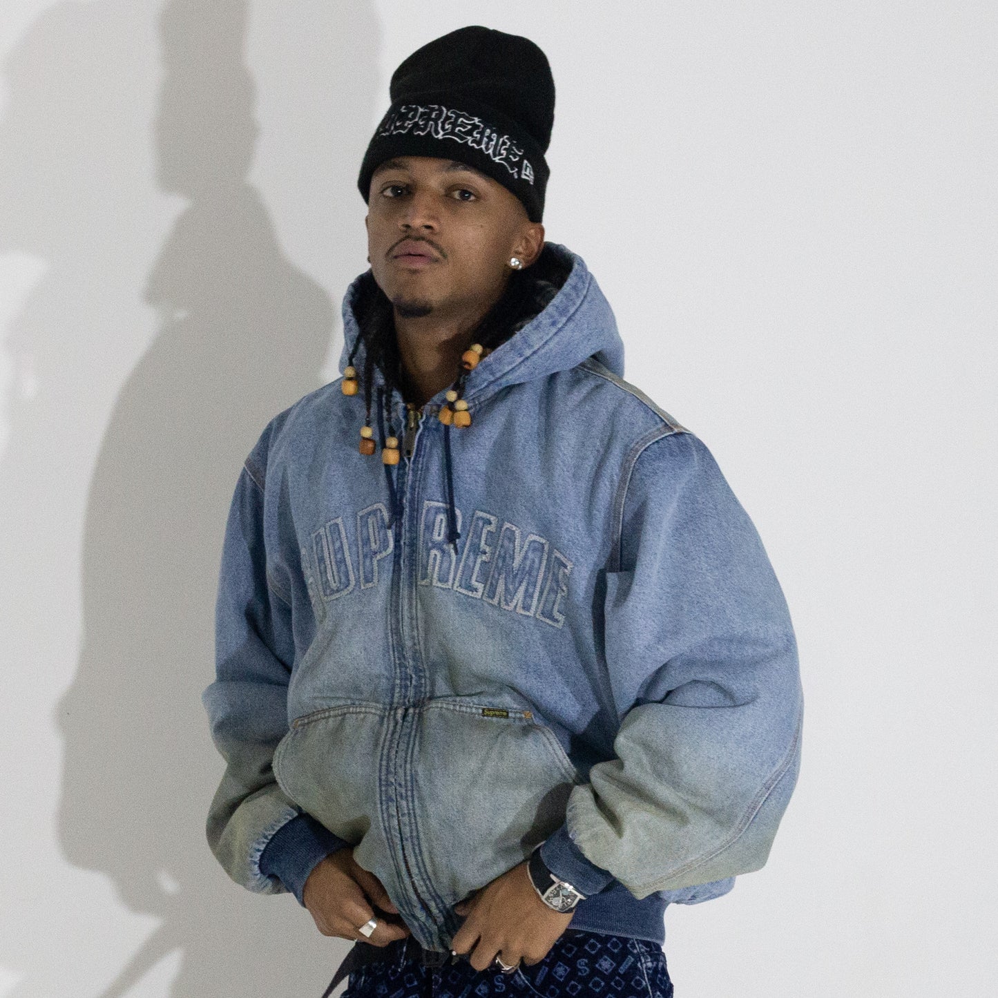 Jaqueta Supreme Reflective Arc Hooded Azul