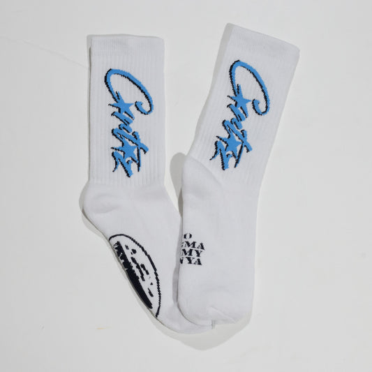 Meia Corteiz Allstars Branca e Azul