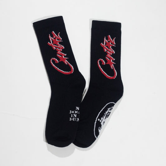 Meia Corteiz Allstars Preta e Vermelha