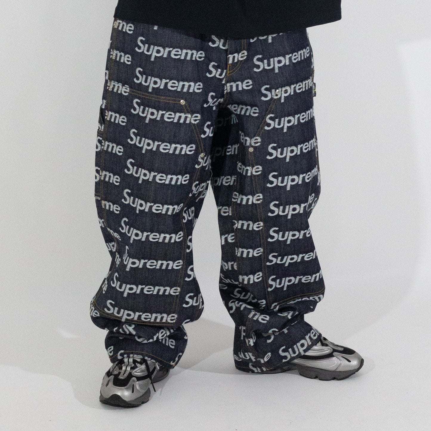 Calça Supreme Jacquard Logos Double Azul