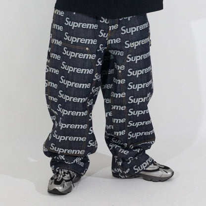 Calça Supreme Jacquard Logos Double Azul