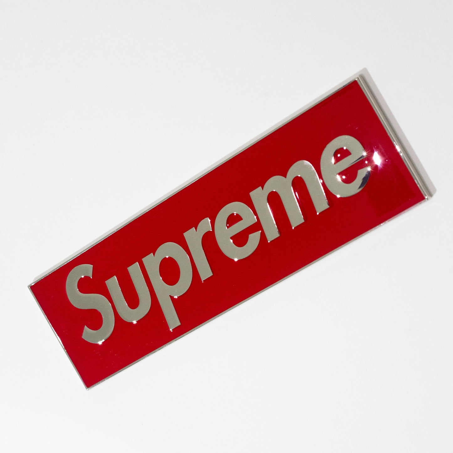 Emblema de metal Supreme Box Logo Car Emblem Vermelho adesivo