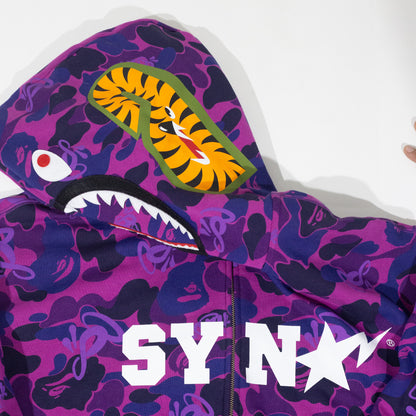 Jaqueta BAPE x Spotify x Syna by Central Cee Shark Full Zip Roxo