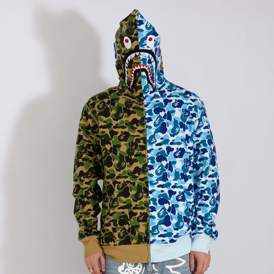Jaqueta BAPE ABC Camo Crazy Shark Azul e Verde