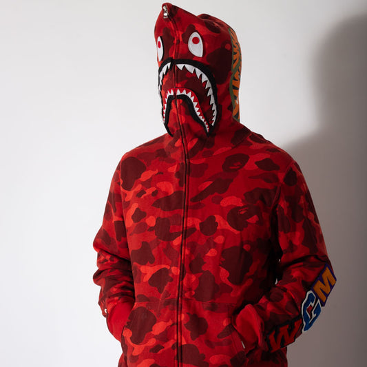 Jaqueta BAPE Shark Zip Up Red Camo